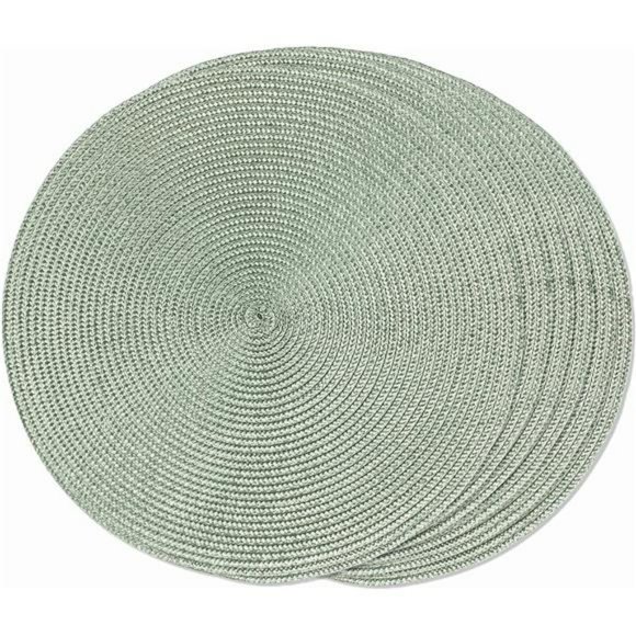 Round Braided Placemats Set of 6 Woven Washable Non-Slip Table mats 15 inch - Picture 1 of 6